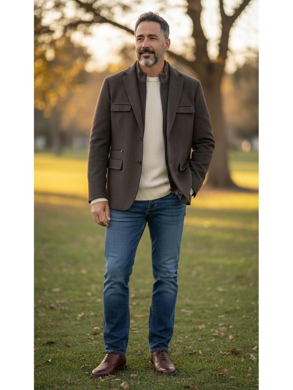 U&I Men's Espresso Soft Modular Sport Coat Blazer Removable Zip Liner 42S